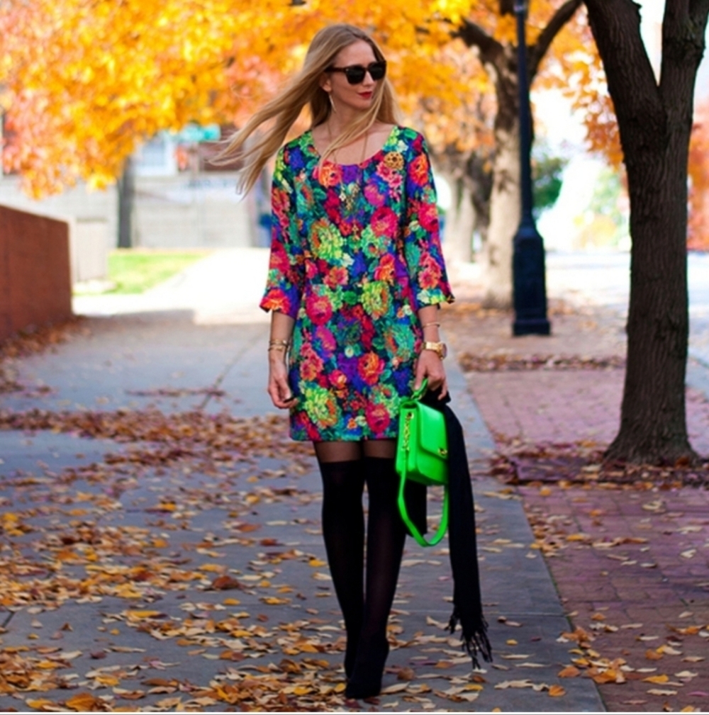 Anthropology HD In Paris Colorful Floral Pattern Dress With Pockets Size L